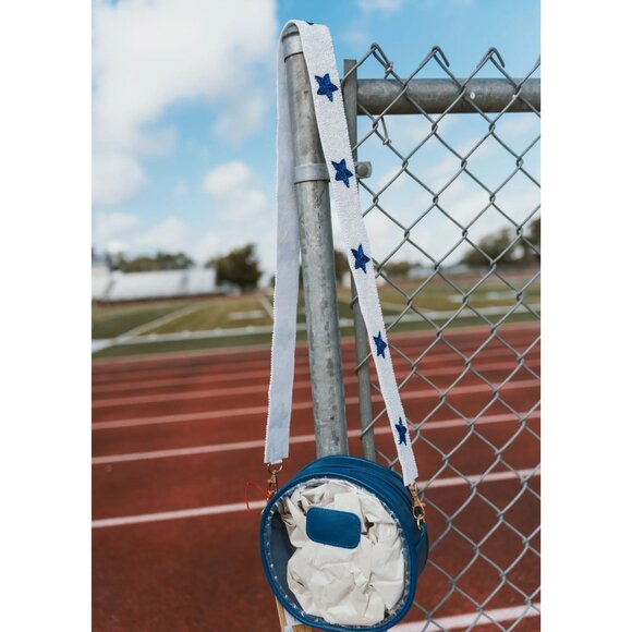 NEW White Blue Seed Beaded Crossbody Strap Dallas Cowboys Kentucky Wildcats Fans - Picture 2 of 5